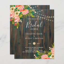 LeahG Rustic Wood Peach Coral Floral Wedding
