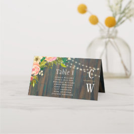 LeahG Rustic Wood Peach Coral Floral Wedding Platzkarte