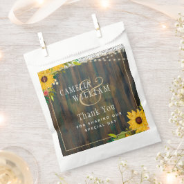 LeahG Rustikale Sonnenblumen Lights Wood Wedding Geschenktütchen