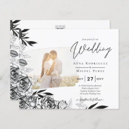 LeahG Schwarz-weiß Rose Foto Overlay Wedding
