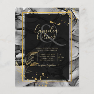 LeahG® Schwarze Goldene Alkoholtinte Hochzeits-EIN Flyer