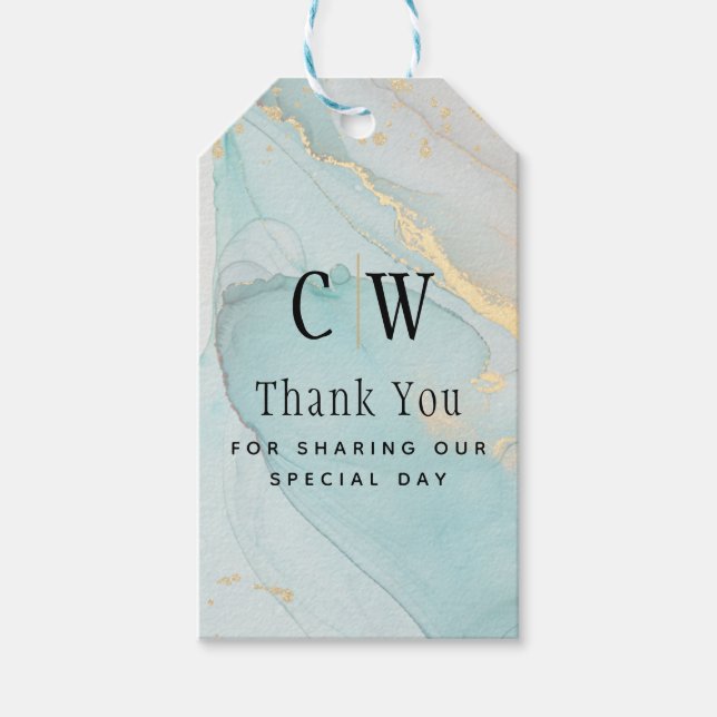 LeahG Sea Glass Aquamarin Gold INK Wedding Vielen  Geschenkanhänger (Vorderseite)