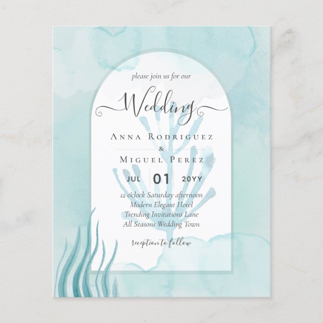 LeahG Sea Glass Ocean Coral Türkis Blue INVITE Flyer (Vorne)