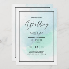 LeahG Sea Glass Türkis Aquamarin Blue Wedding INVI Einladung