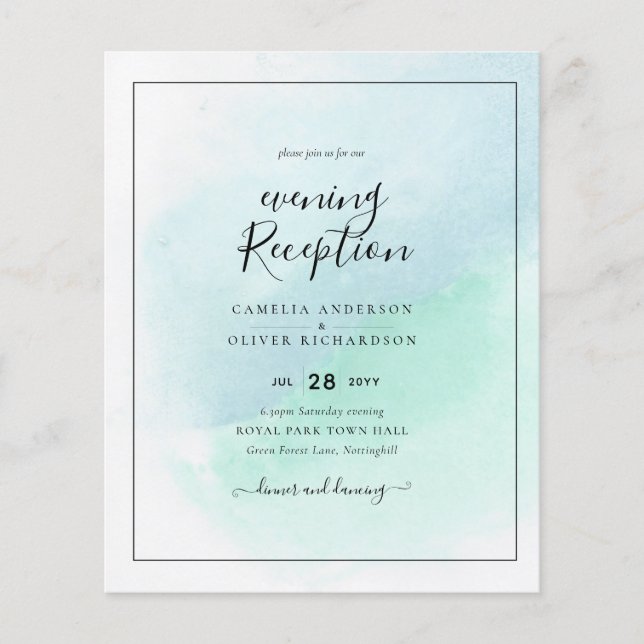 LeahG Sea Glass Türkis Aquamarin Blue Wedding INVI Flyer (Vorne)