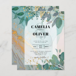 LeahG Seaglass Ink Aquamarin Gold Greenery Wedding