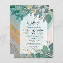 LeahG Seaglass Ink Aquamarin Gold Greenery Wedding