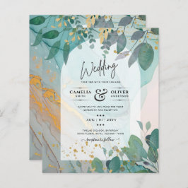 LeahG Seaglass Ink Aquamarin Gold Greenery Wedding