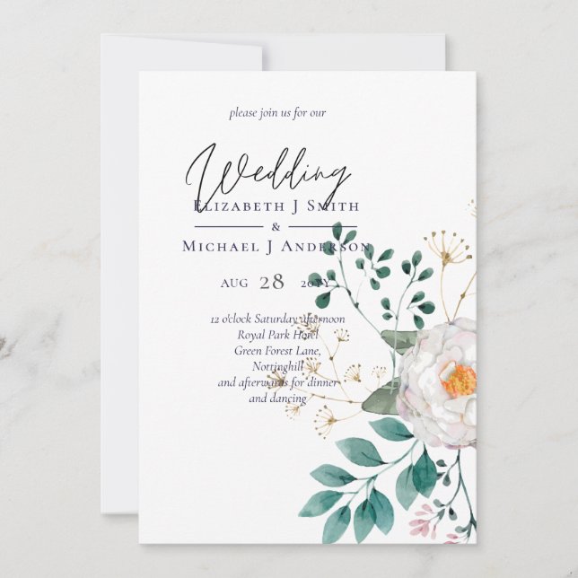 LeahG Summer White Rose Rustic Boho Floral Wedding (Vorderseite)