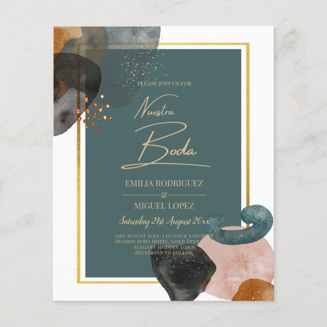 Leahg TEAL ERDTÖNE HOCHZEITSEINLADUNG QR-Code Flyer (Vorne)