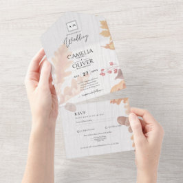 LeahG Terracotta Herbstlaubs Wedding Einladung