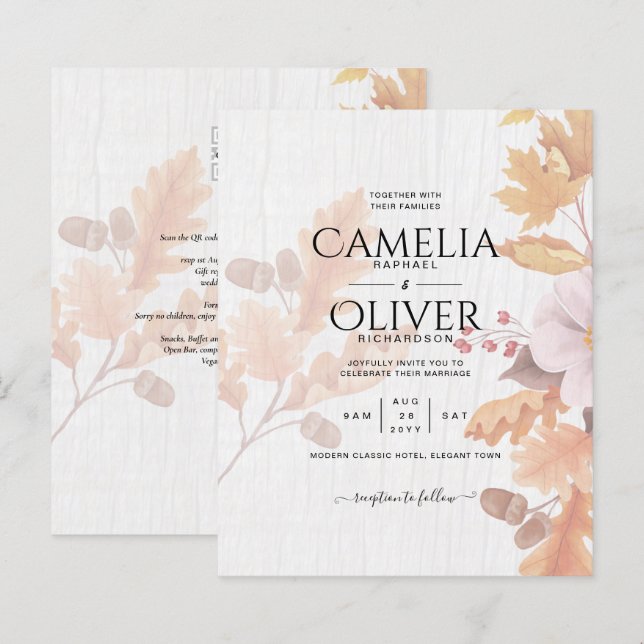 LeahG Terracotta Herbstlaubs Wedding Einladung (Vorne/Hinten)