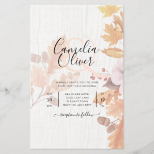 LeahG Terracotta Herbstlaubs Wedding Einladung Flyer