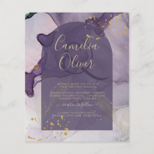 LeahG Tinte Ombre Lila Lavendel Gold Hochzeit Flyer