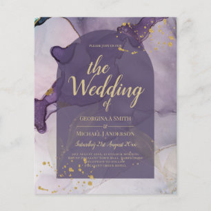 LeahG Tinte Ombre Lila Lavendel Gold Hochzeit Flyer