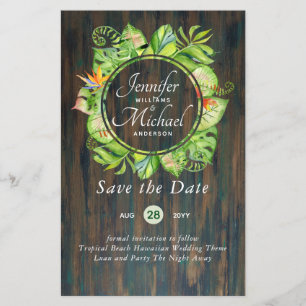 LeahG Tropical Blätter Beach Wedding Save the Date