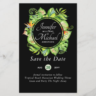 LeahG Tropical Blätter Beach Wedding Save the Date