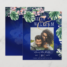 LeahG Tropical Blue Green Pink Floral Wedding