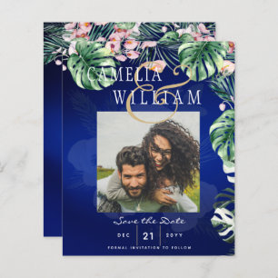 LeahG Tropical Blue Green Pink Floral Wedding