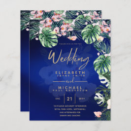LeahG Tropical Blue Green Pink Floral Wedding