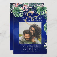 LeahG Tropical Blue Green Pink Floral Wedding