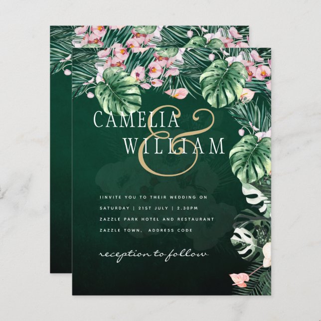 LeahG Tropical Green Pink Botanical Wedding (Vorne/Hinten)