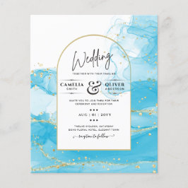 LeahG Turquoise Gold Aqua Blue Wedding INVITE