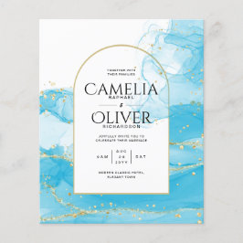LeahG Turquoise Gold Aqua Blue Wedding INVITE Flyer