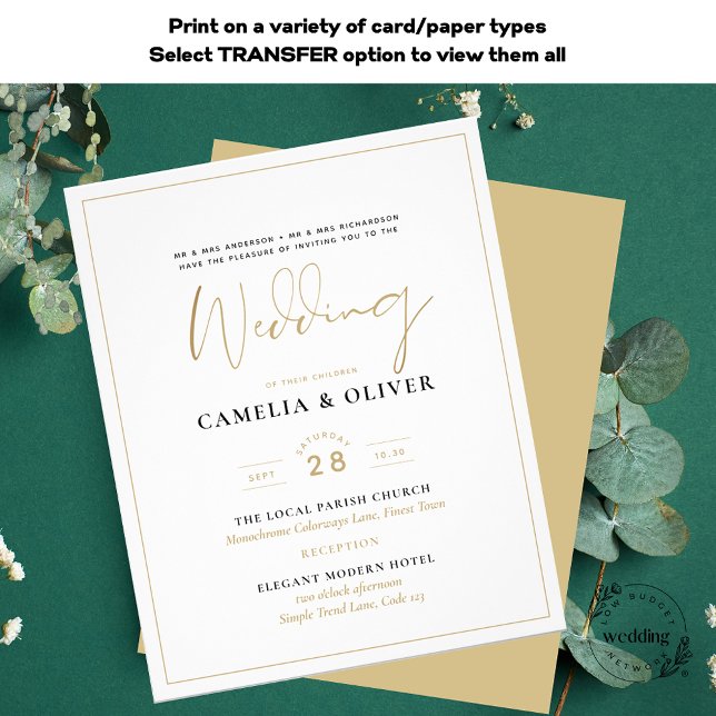LeahG White Gold Classic Typografy Wedding Einladu (Von Creator hochgeladen)