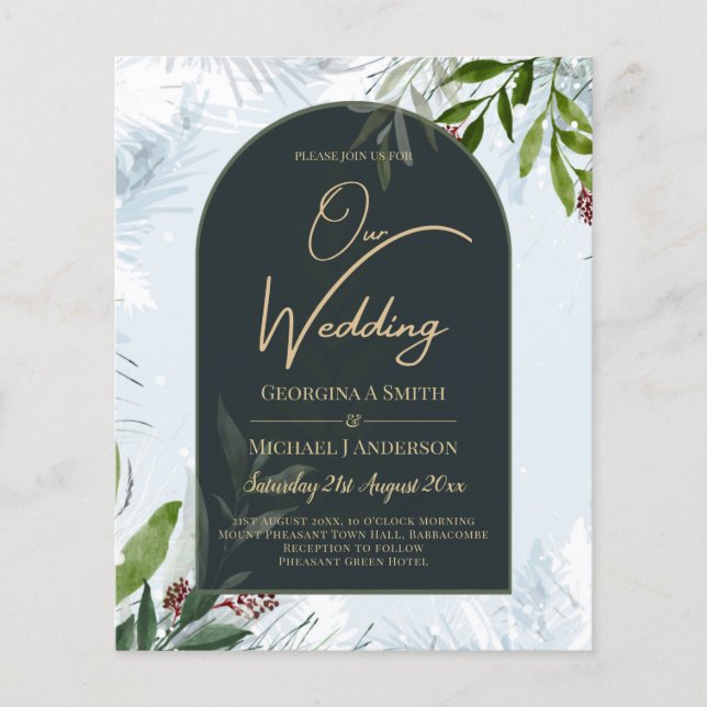 LeahG Winter Wedding Aqua Blue Green INVITE (Vorderseite)
