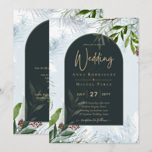 LeahG Winter Wedding Aqua Blue Green INVITE Einladung
