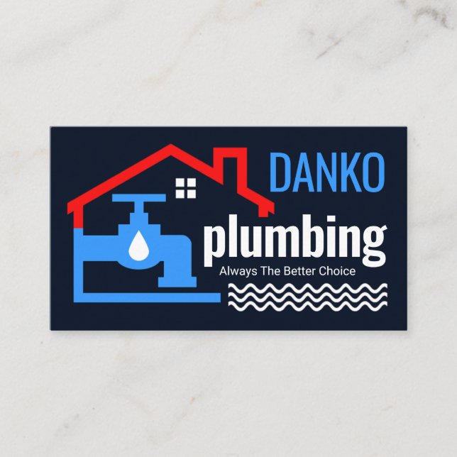 Leaking Blue Faucet Under Building Visitenkarte (Vorderseite)