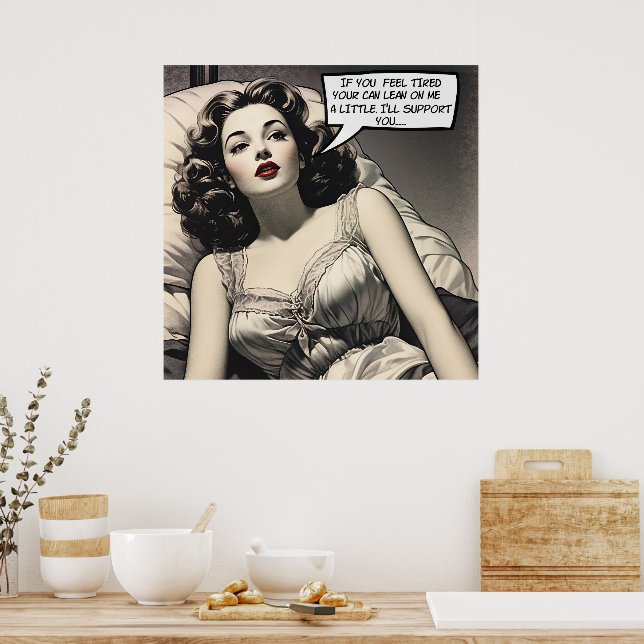 Lean On Me 1950er Jahre Romance Comic Poster (Küche)