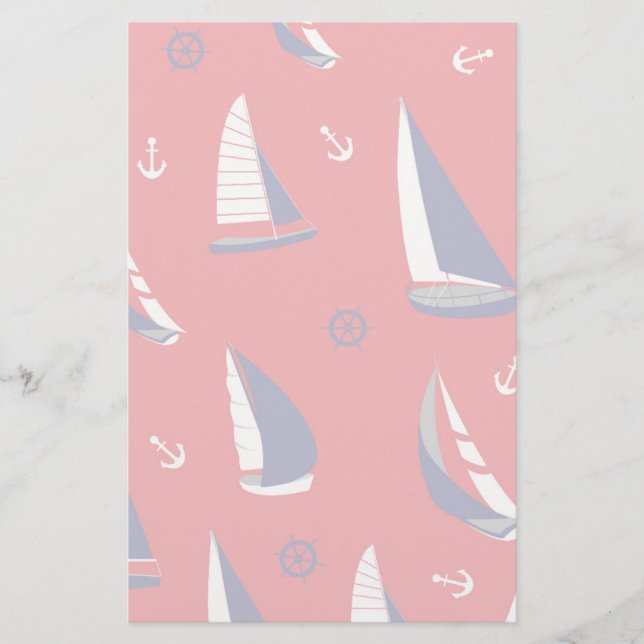 Lean Sailboat Muster Briefpapier (Vorderseite)