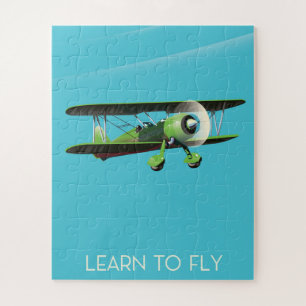 Lean to Fly Vintage Flugzeug Plakat Puzzle