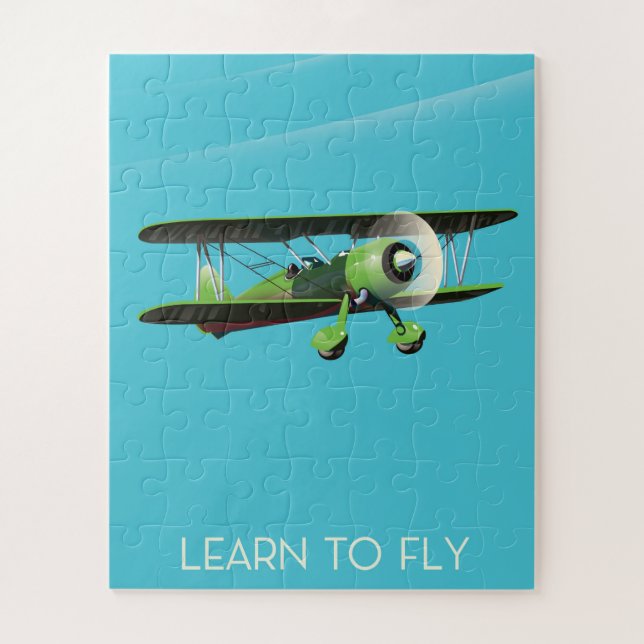 Lean to Fly Vintage Flugzeug Plakat Puzzle (Vertikal)