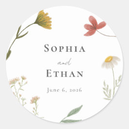 Leander Wildblume Wedding Runder Aufkleber