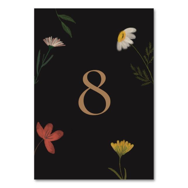 Leander Wildblume Wedding Tischnummer (Vorderseite)