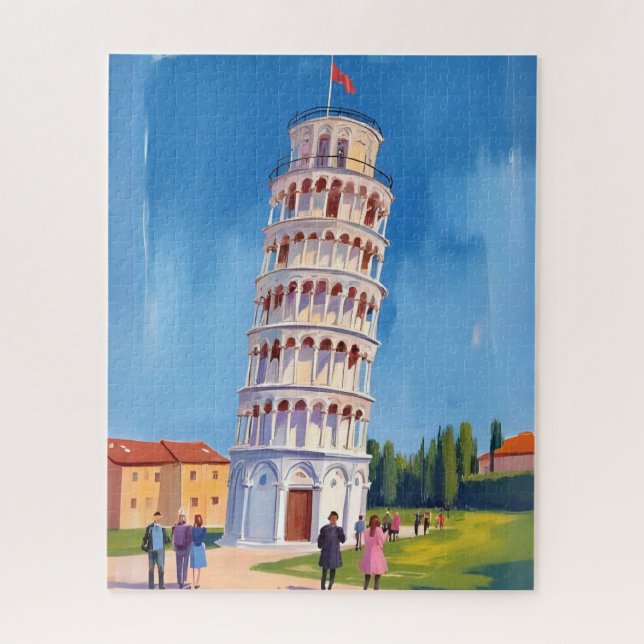 Leaning Tower of Pisa Italy Painting Puzzle (Vertikal)