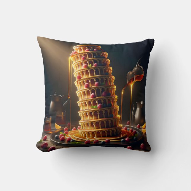 Leaning Tower of Yummy! Throw Pillow Kissen (Vorderseite)