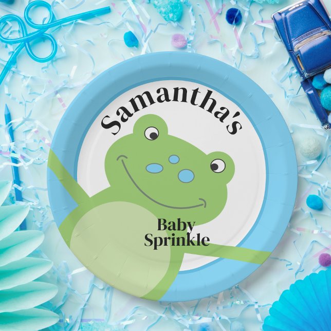 Leap Frog Green Froggy Baby Sprinkle Dusche Pappteller (Green Frog Paper Plates)