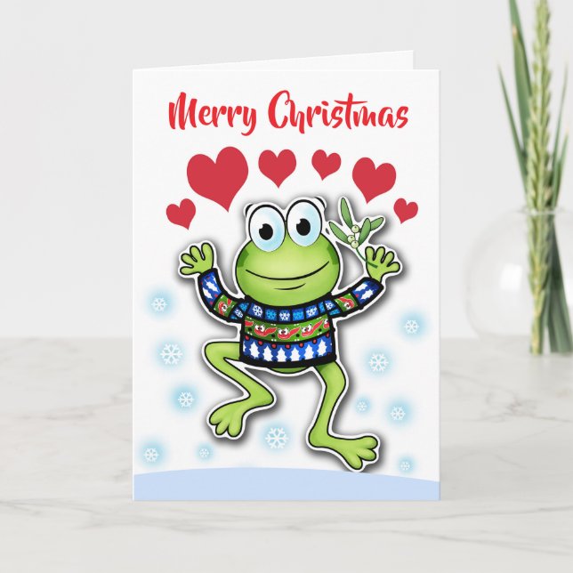 Leap frog herzen Weihnachtskarte Karte (Vorderseite)