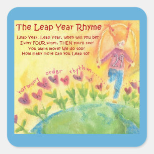 LEAP-JAHR RHYME QUADRATISCHER AUFKLEBER