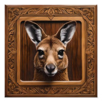 "Leap of Nature: A Kangaroo Wood Print"