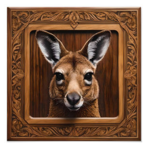 "Leap of Nature: A Kangaroo Wood Print" Fotodruck