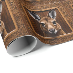 Leap of Nature: Ein Kangaroo-Holzdruck, Geschenkpapier