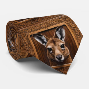 Leap of Nature: Ein Kangaroo-Holzdruck, Krawatte