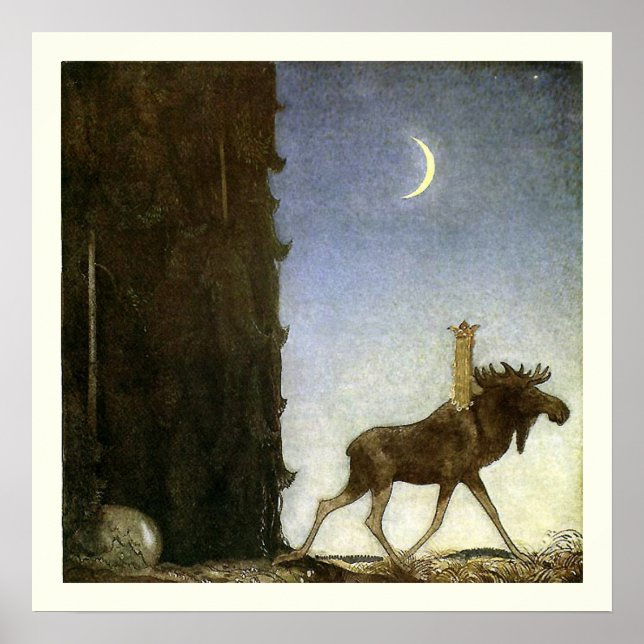 Leap the Elk and Princess Tuvstarr von John Bauer Poster (Vorne)