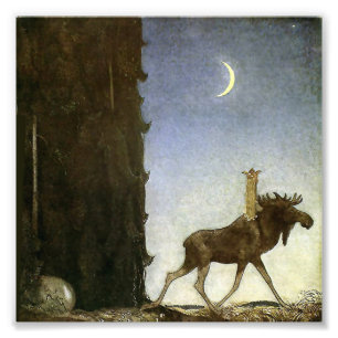 "Leap the Elk" Wasserfarbe von John Bauer Fotodruck