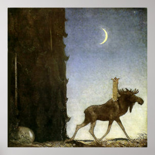 "Leap the Elk" Wasserfarbe von John Bauer Poster